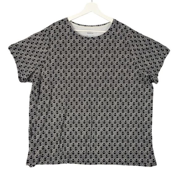 croft & barrow Tops - Croft & Barrow Classic Black White Geometric Print‎ Cotton Top Womens Size 2X